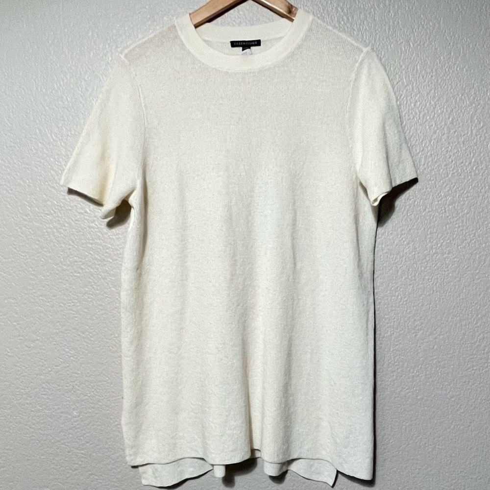 Eileen Fisher Organic Linen Blend Tunic Knit Top Size L - Picture 5 of 10